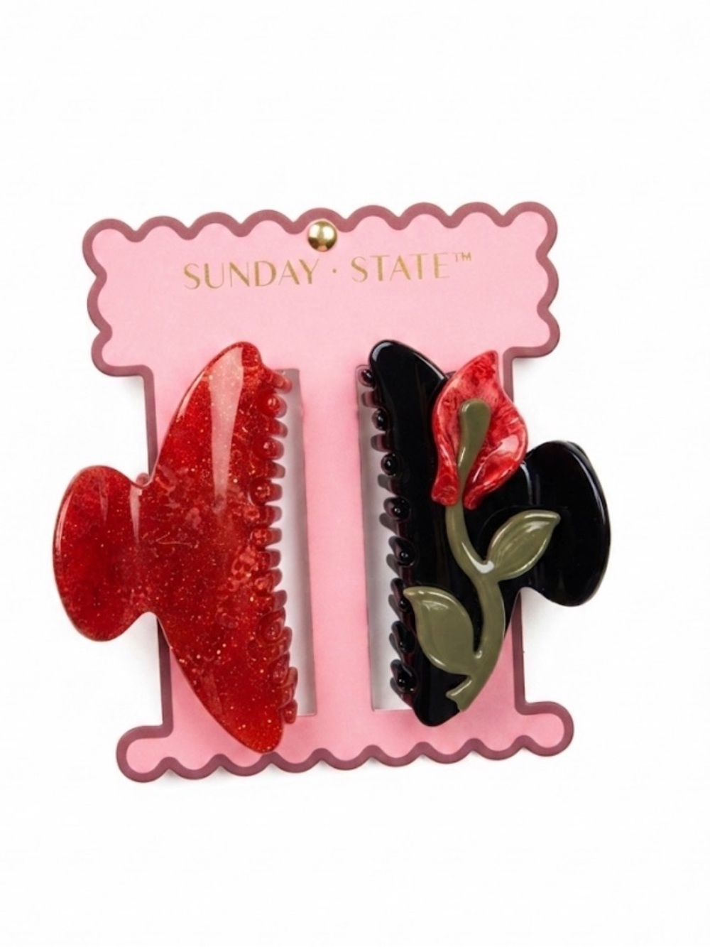 NWT ⚜️🖤⚜️ Sunday State Calla Lily Flower & Black Hair Claw Clip Set of 2